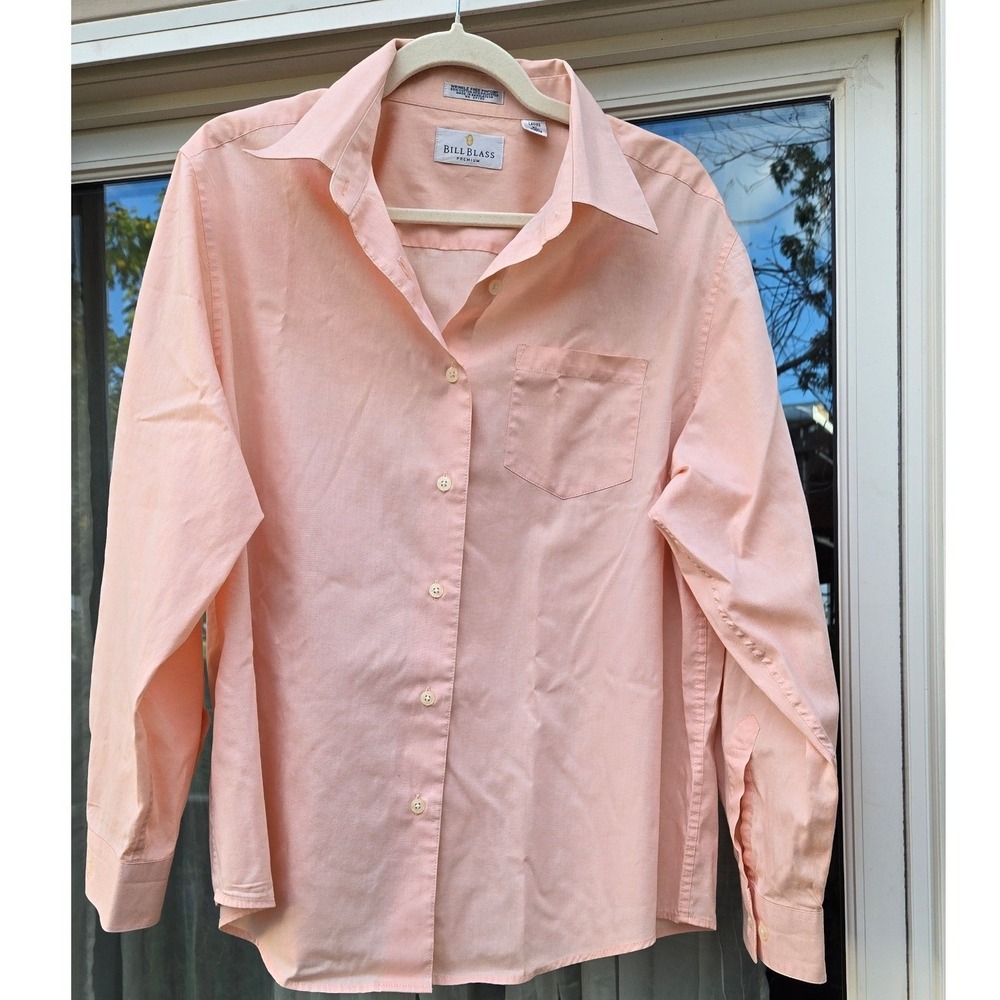 Bill Blass Premium Peach Wrinkle Free Pinpoint Oxford Button Down Shirt XL
